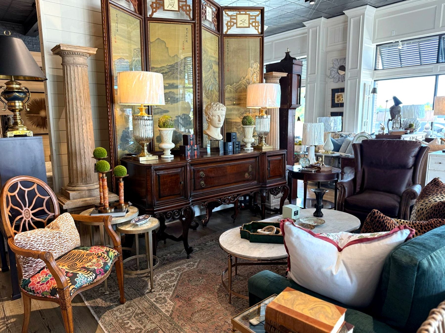 The lit showroom at Fifth Street Interiors in Tifton, Georgia